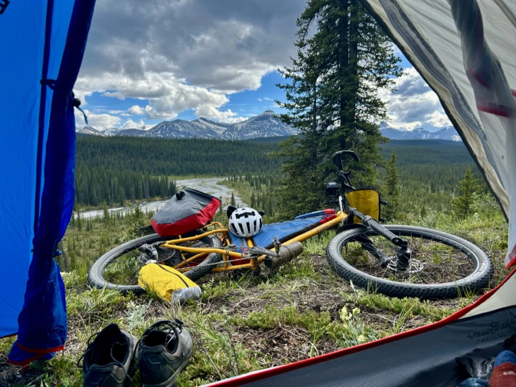 Camp view from the Cardinal Divide bikepacking route