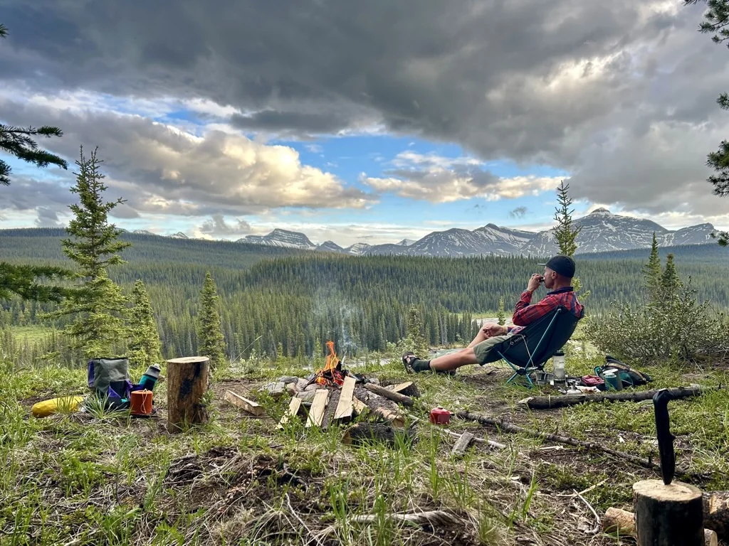 Bikepacking camp in Alberta